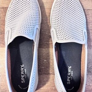 Sperry Women's Grey Perforated Slip-On Seaside Shoes Top-Sider Size 9